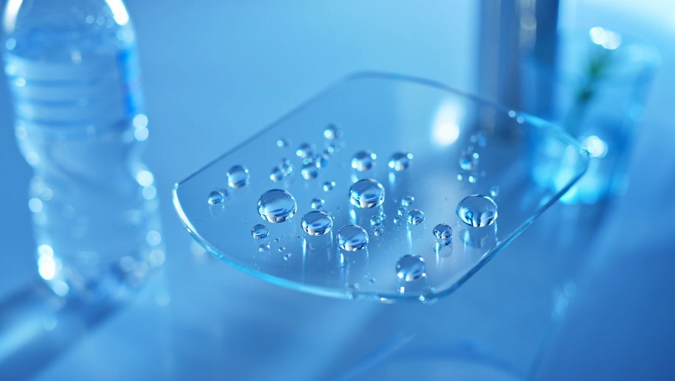 Drops Of Water On A Petri Dish For Inspection to see impurities and minerals in water