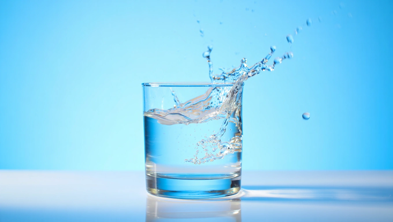 How Much Water Is Too Much Glass Of Drinking Water With Some Wate Drops Splashing Upwards From The Glass